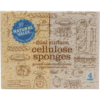 NATURAL VALUE Dual Surface Cellulose Sponges 4 Pack