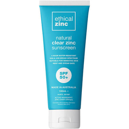 ETHICAL ZINC Natural Clear Zinc Sunscreen SPF 50+ - 100mL