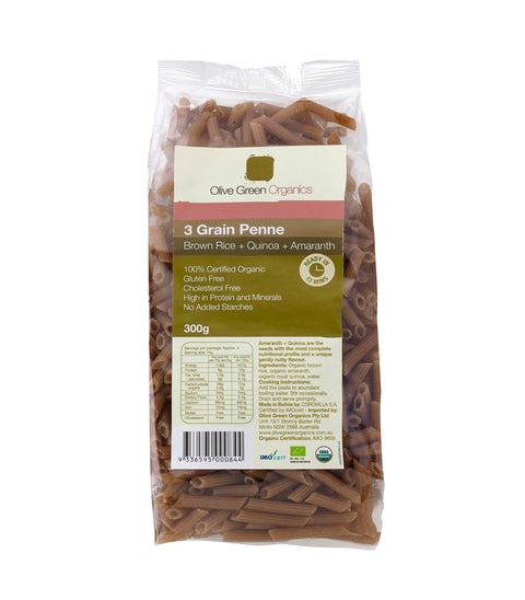 Olive Green Organics Quinoa, Brown Rice & Amaranth Penne 250g