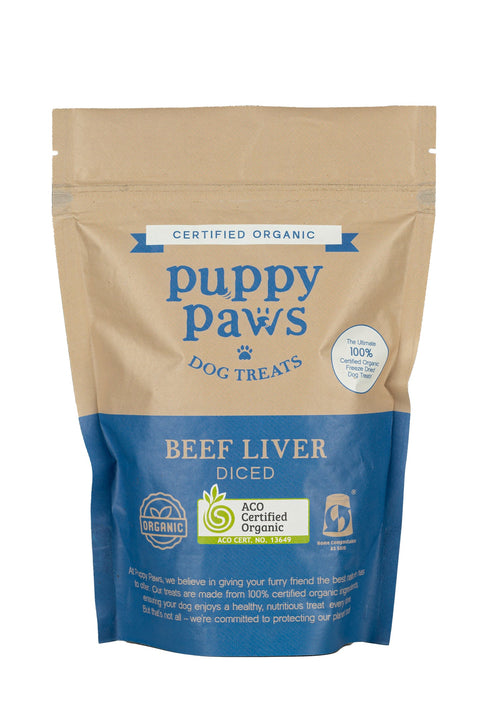 Puppy Paws Dog Treats Diced Beef Liver 100g