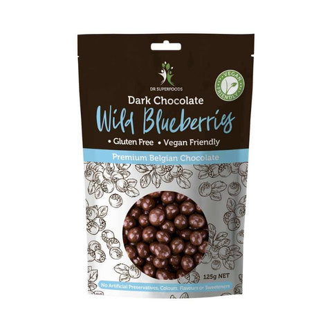DR SUPERFOODS Wild Blueberries Organic Dark Chocolate 125g