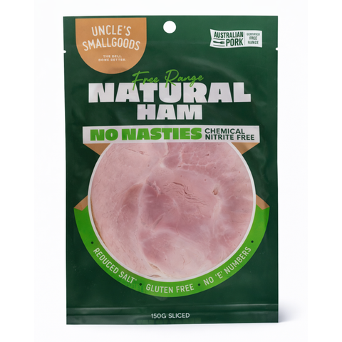 Uncle's Smallgoods Free Range Natural Sliced Ham 150g