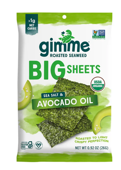 GIMME Seaweed Big Sheets Sea Salt & Avocado Oil 7 Sheets 26g