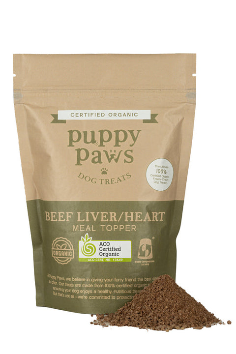 Puppy Paws Dog Treats Beef Liver/Heart Meal Topper 200g