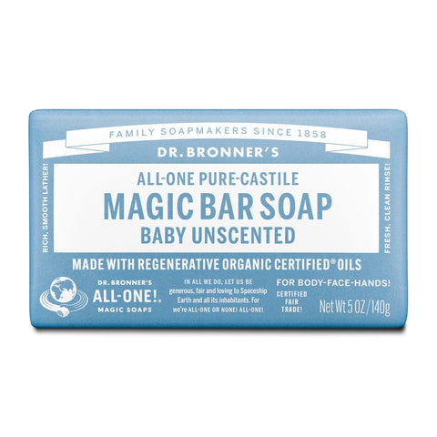 Dr. Bronner's Castile Bar Soap Baby Unscented 140g