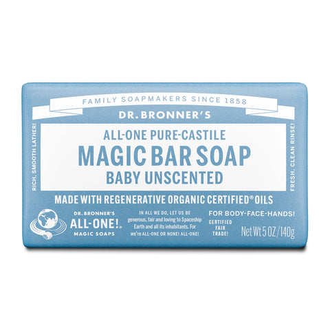Dr. Bronner's Castile Bar Soap Baby Unscented 140g