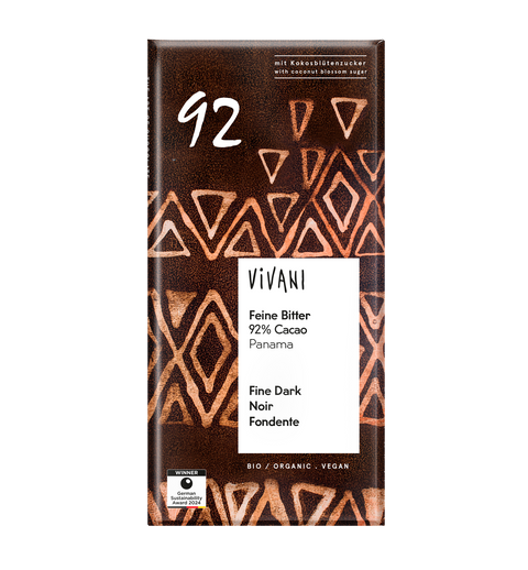 Vivani Organic Dark 92% Chocolate 80g