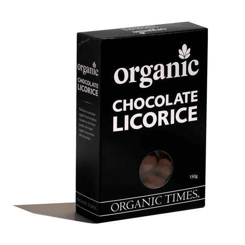 ORGANIC TIMES Milk Chocolate Licorice 150g