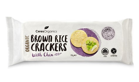 Ceres Org Brown Rice Crackers Chia115g