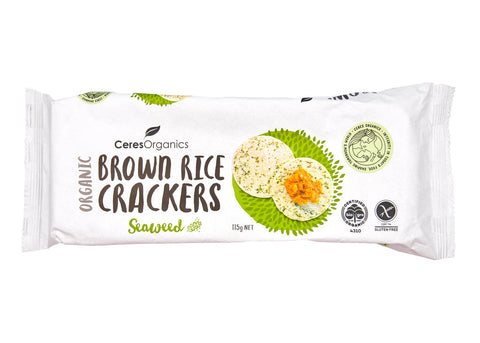 Ceres Org Brown Rice Crackers Seaweed 115g