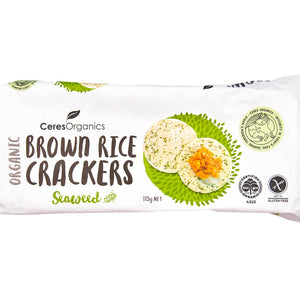 Ceres Org Brown Rice Crackers Seaweed 115g