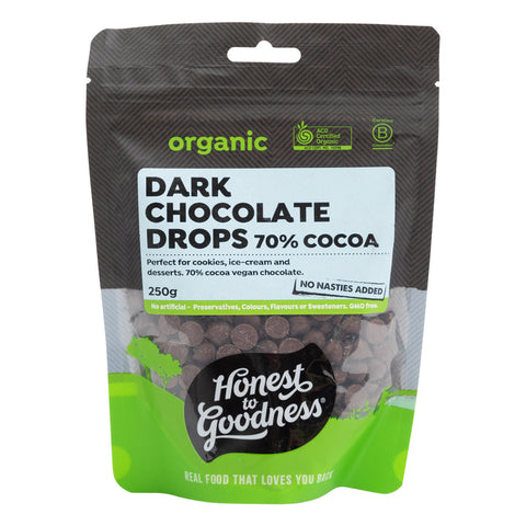 H2G Organic Dark Chocolate Drops 70% 250g