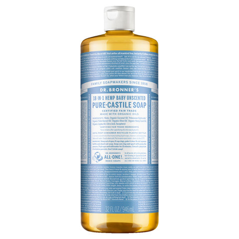 Dr Bronners Baby Unscented Liquid Castile 946ml