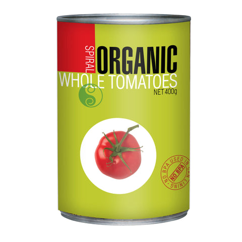 Spiral Organic Whole Tomatoes 400g